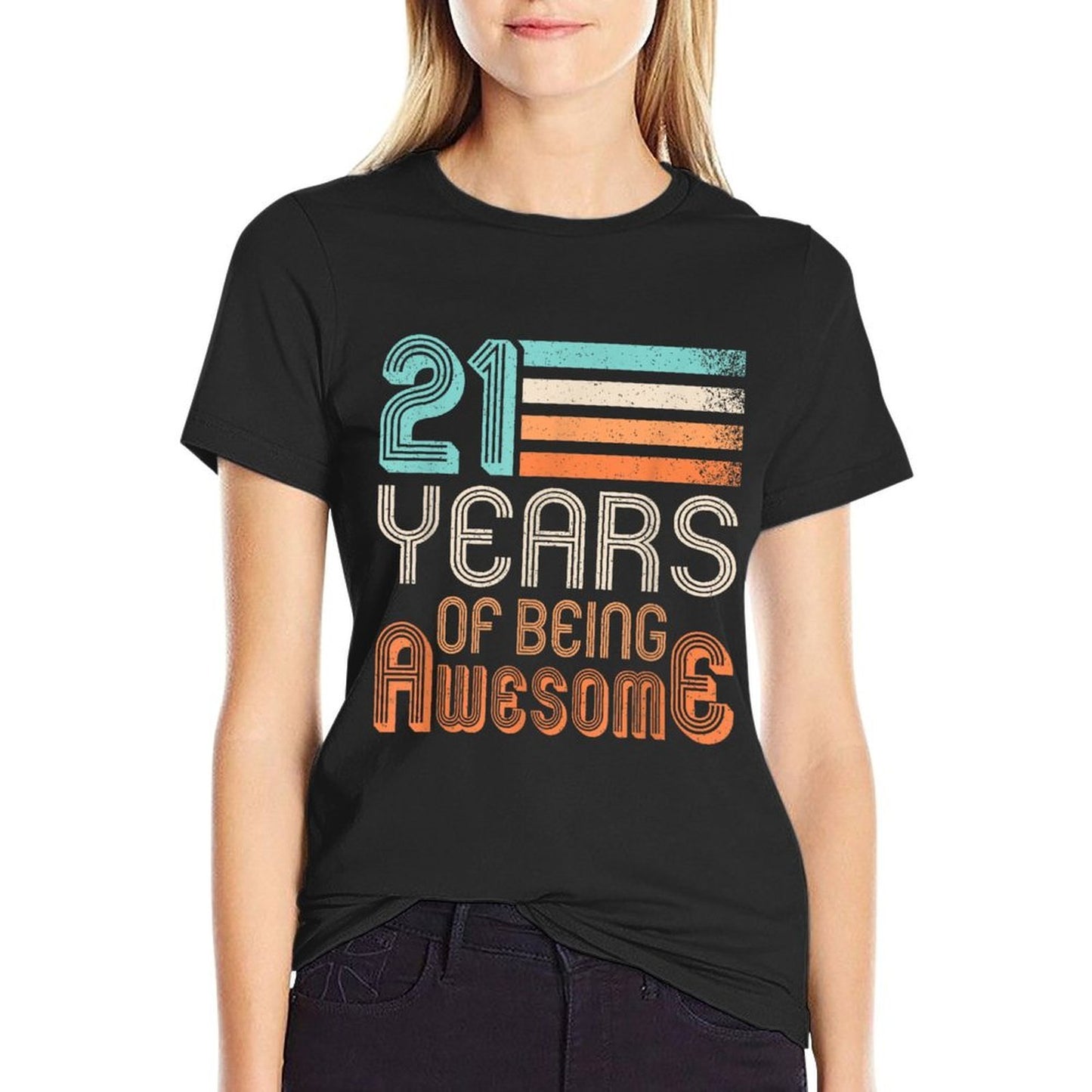 21 Years Of Being Awesome 21 Years Old 21st Birthday Retro  Cotton T-Shirt