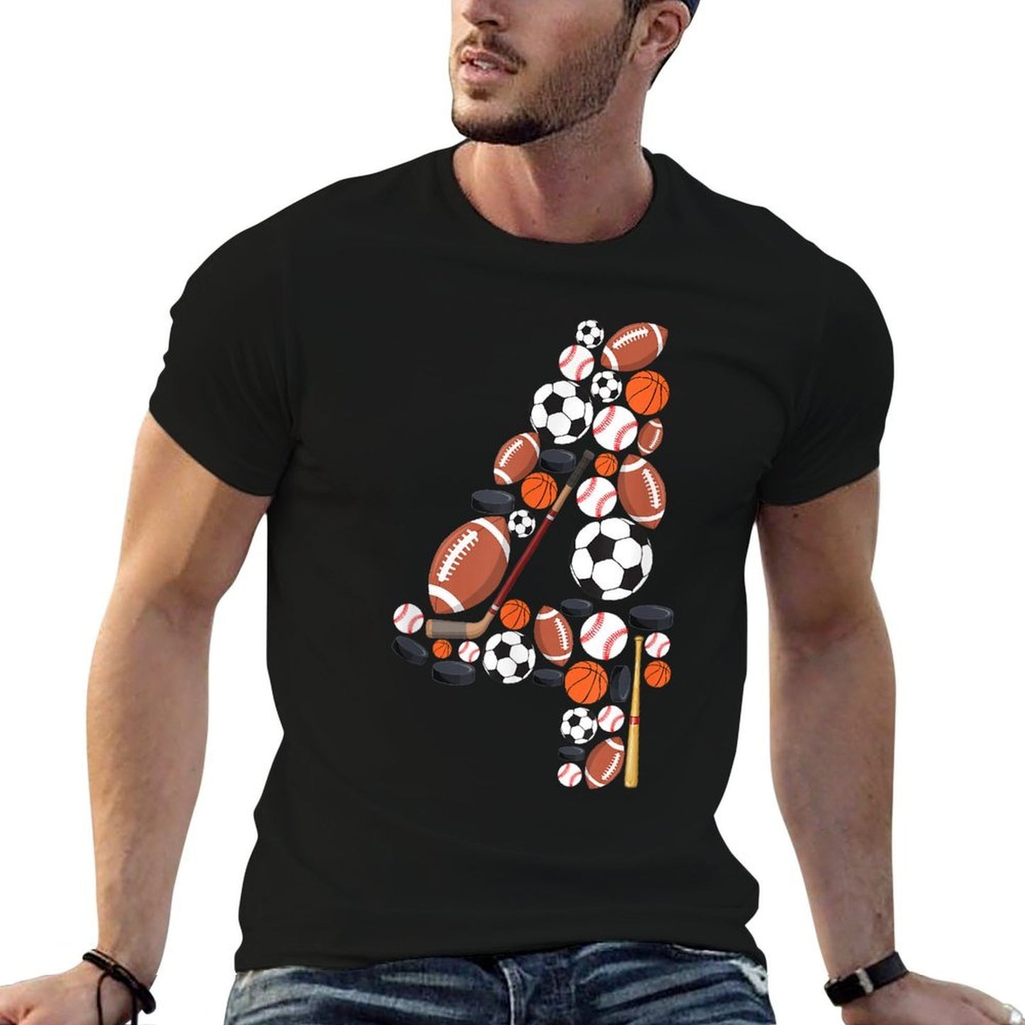4th Birthday Boy Kids 4 Years Old Sports Baller  Cotton T-Shirt
