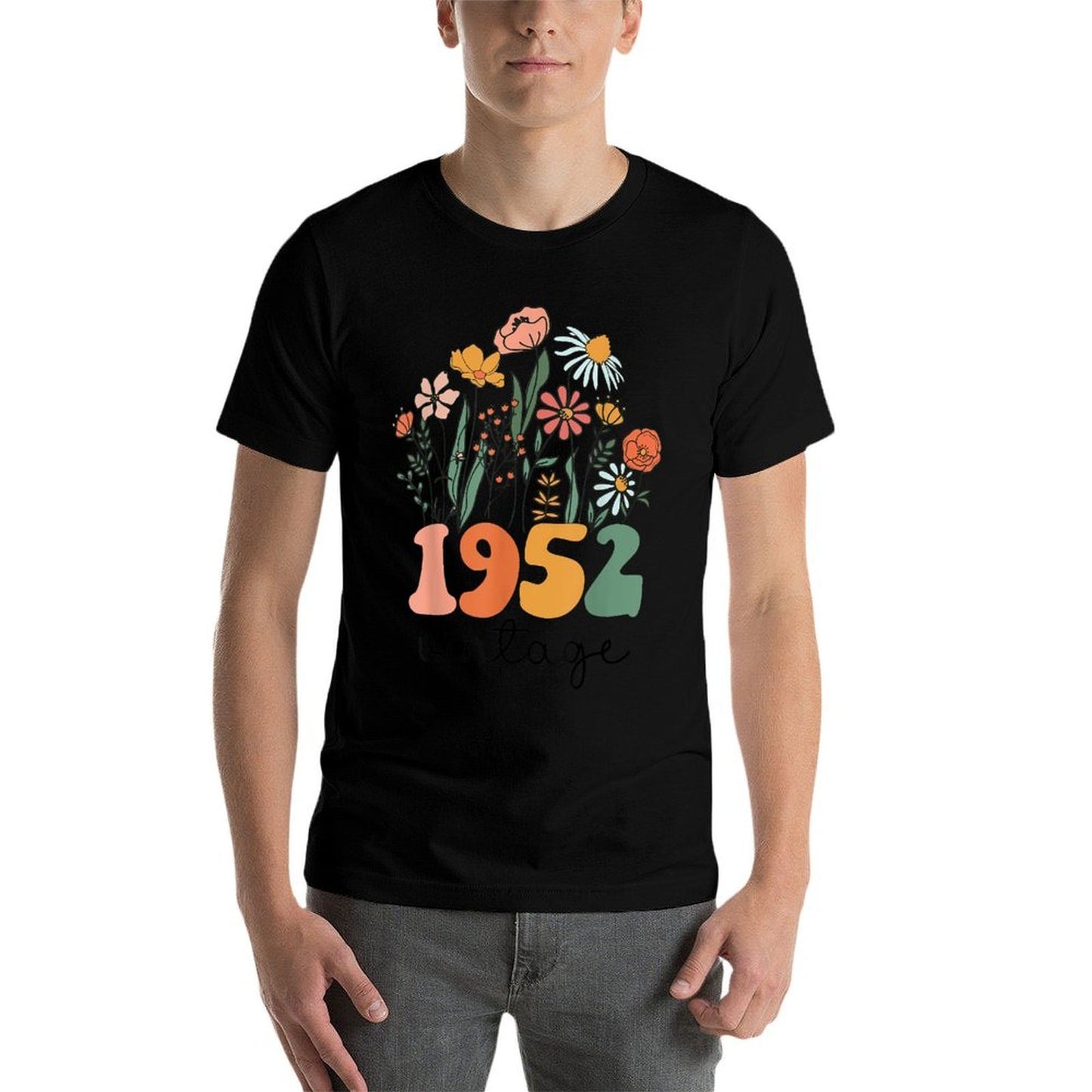 73 Years Old Vintage 1952 73rd Women Birthday Wildflower  Summer-ready Fabric T-Shirt