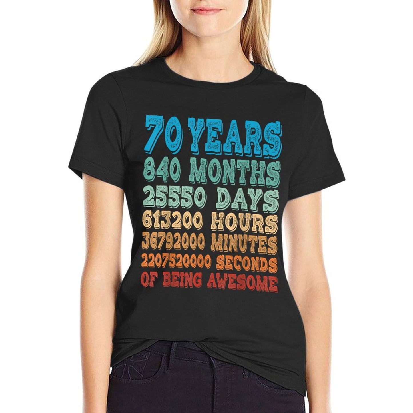 70 Years, Months, Days, Hours Of Being Awesome 70th Birthday  Relaxed-fit T-Shirt