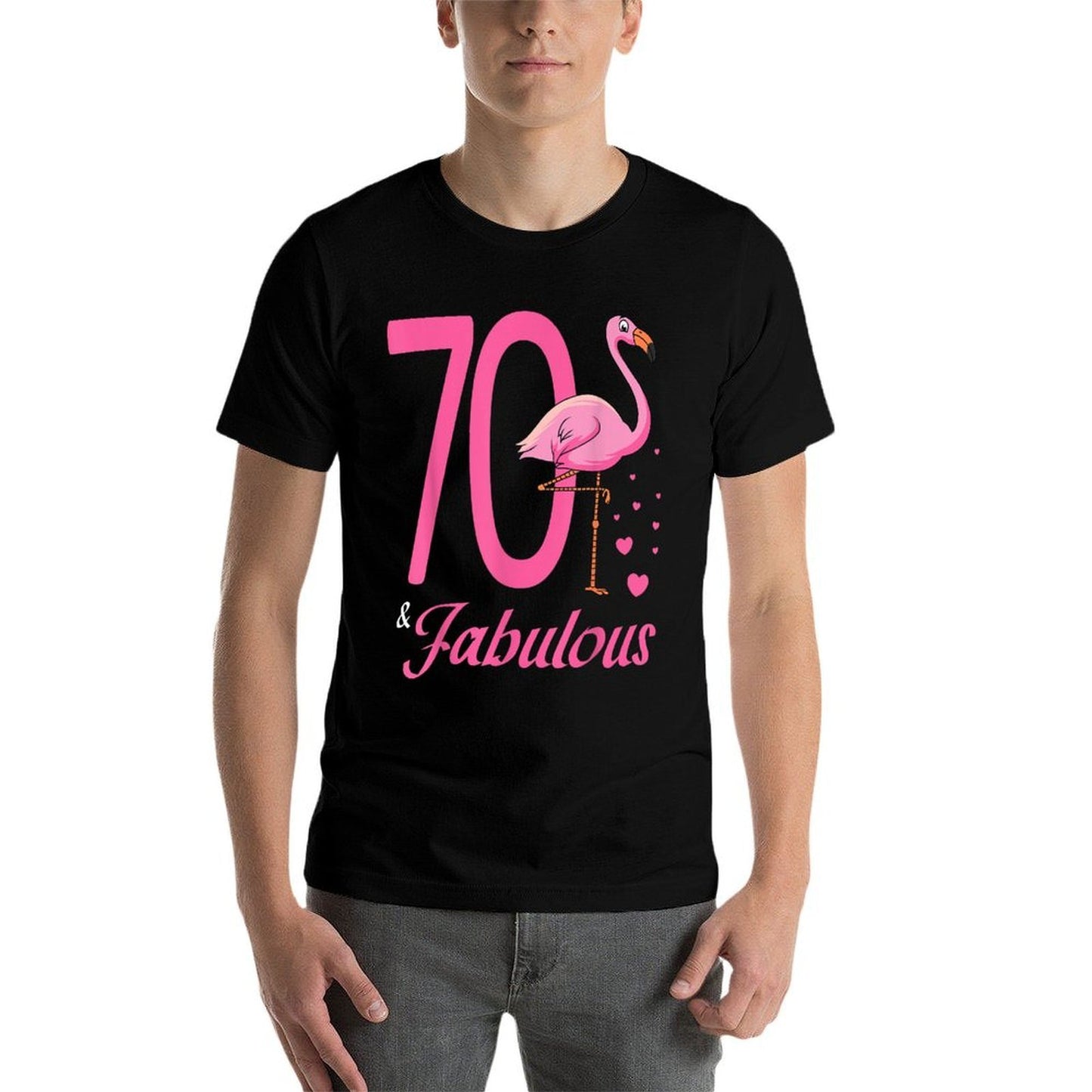 70 & Fabulous Flamingo Birthday 70th Party Celebration  Tagless Design T-Shirt