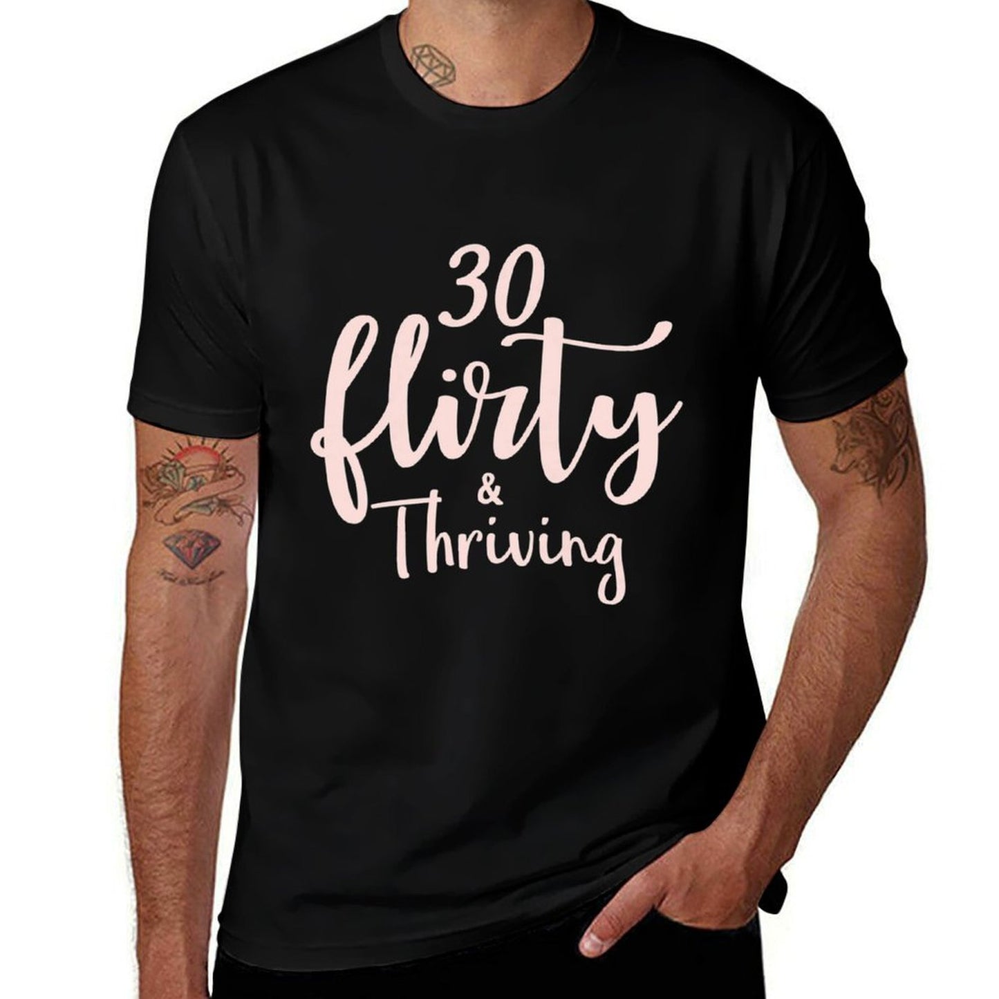 Womens 30 Thirty Flirty & Thriving 30th Birthday Tshirt Born 1990 Premium  Durable T-Shirt