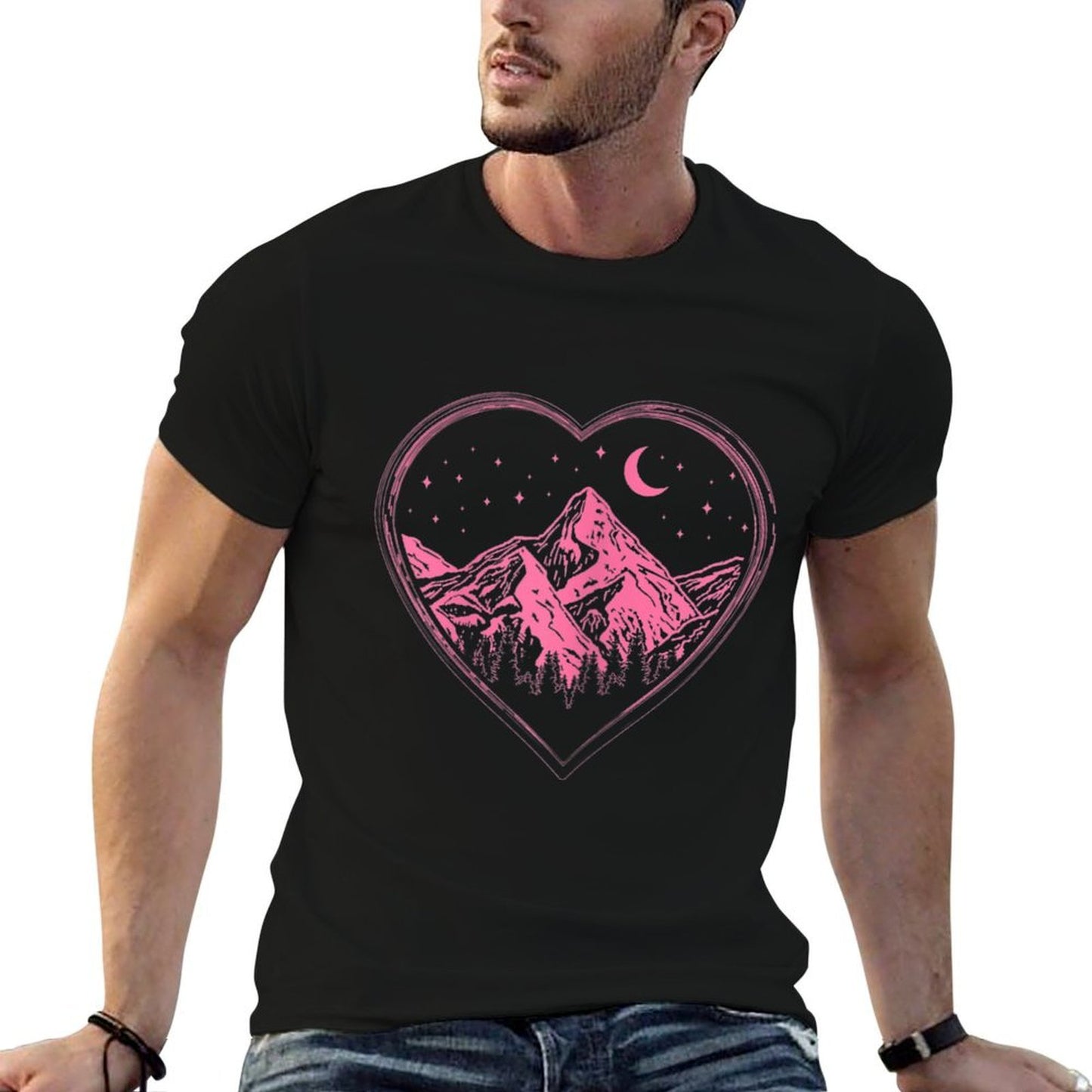 Womens Nature Landscape by Night I Love Hiking  Soft T-Shirt