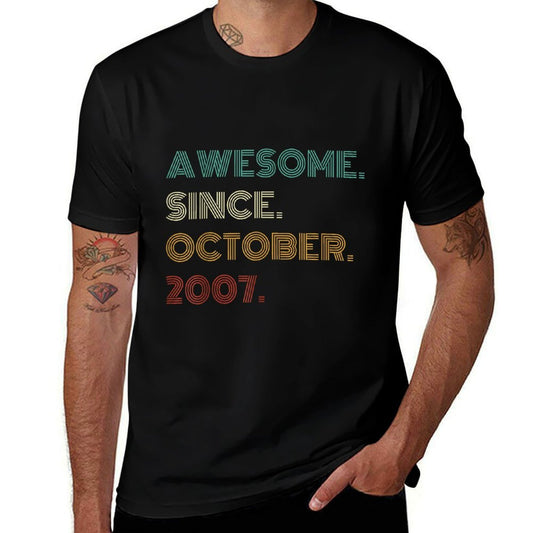 18 Years Old Awesome Since October 2007 18th Birthday  Trendy Pattern T-Shirt