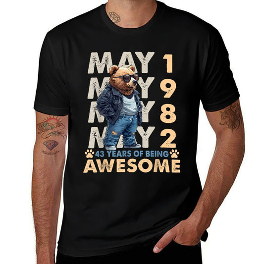 43rd Birthday Bear Legends May 1982 43 Years Old For Mens  Slim-fit Cut T-Shirt