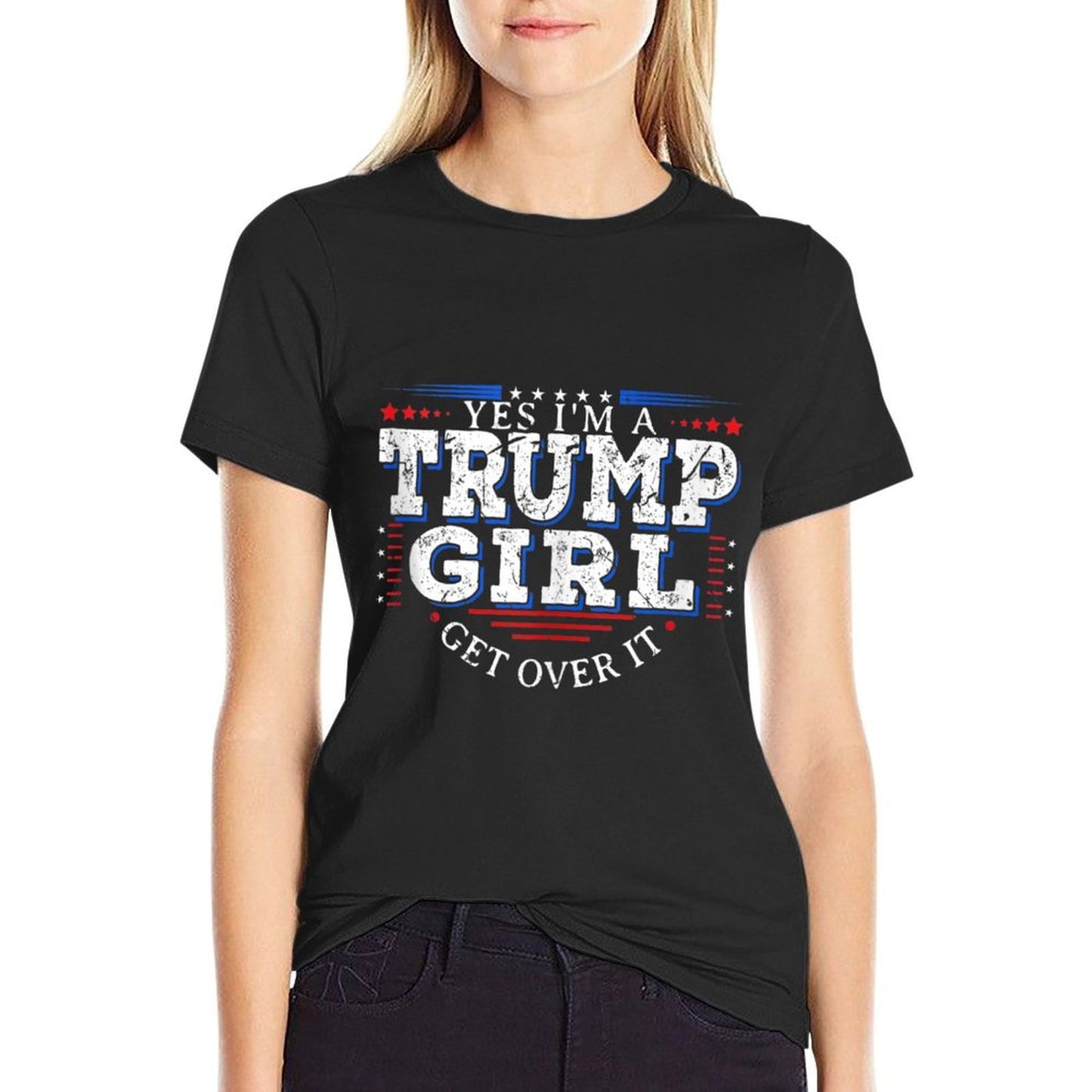Yes I&#39;m A Trump Girl Get Over It Gifts For Pro Trump  Rolled Sleeves T-Shirt