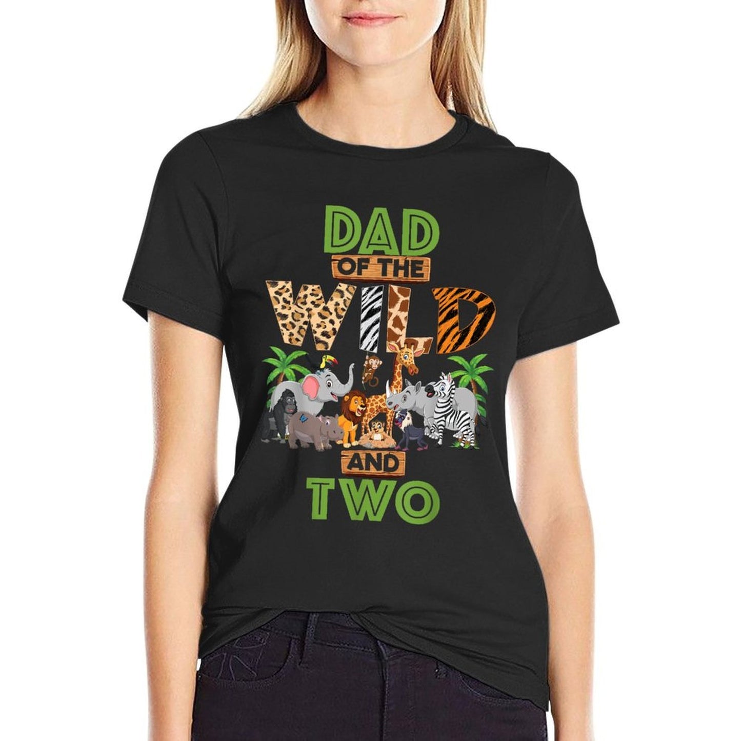 2nd Birthday Zoo Safari Jungle Dad Of The Wild And Two  Slim-fit Cut T-Shirt