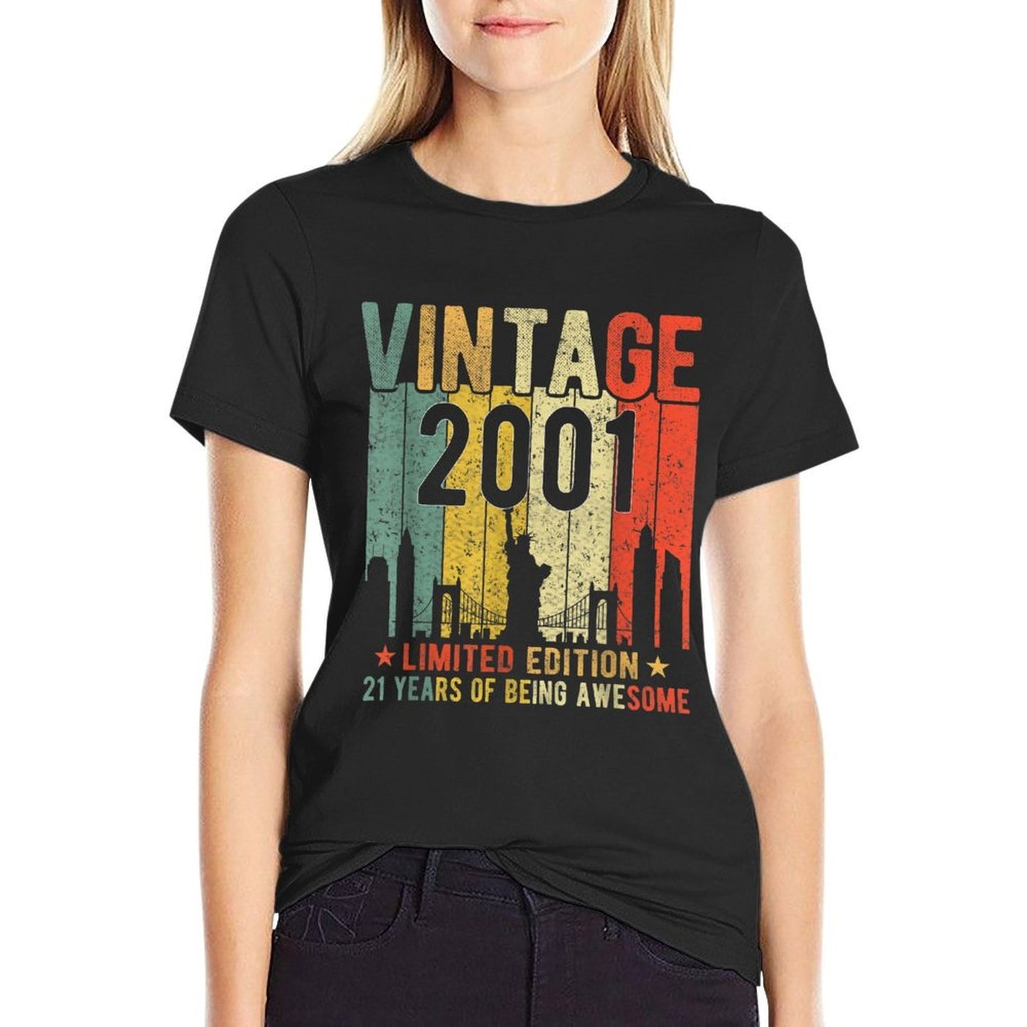 21 Year Old Gifts Vintage 2001 Limited Edition 21st Birthday  Summer-ready Fabric T-Shirt