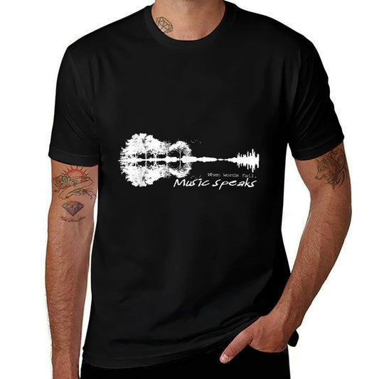 When Words Fail Music Speaks Guitar Music Literary Quote  Vintage-inspired T-Shirt