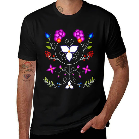 Womens Ojibwe Floral Native American Flowers Indigenous Botanical  Relaxed-fit T-Shirt