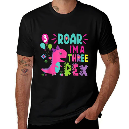 3rd Birthday Dinosaur Girl T-Rex Matching Family Party Three Comfortable T-Shirt