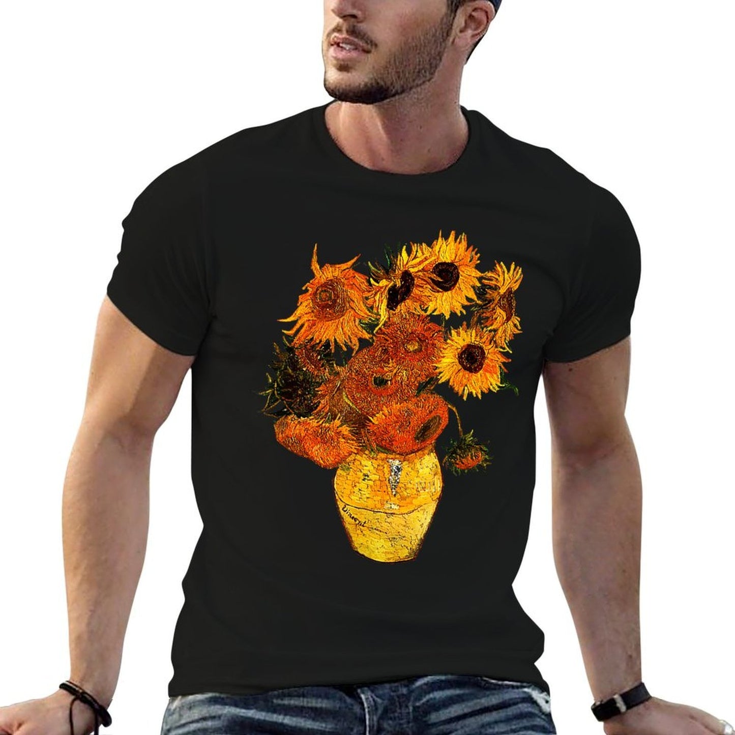 Van Gogh Sunflowers Vintage Yellow Flowers Art Painting  Odor-resistant T-Shirt