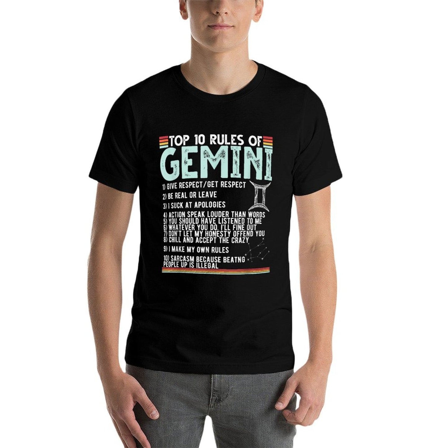 Vintage Astrology May June Birthday Zodiac Sign Retro Gemini  Moisture-wicking T-Shirt