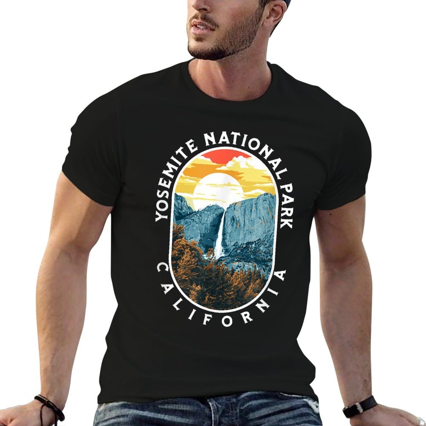 Yosemite Falls - National Park California Retro  Graphic-printed T-Shirt