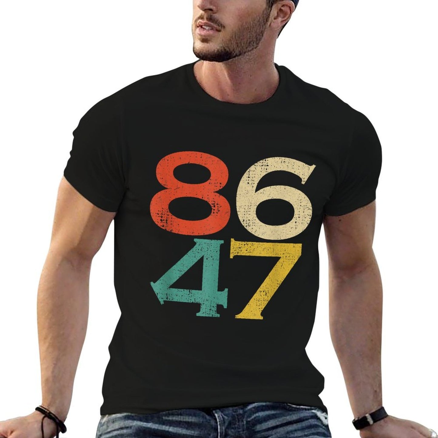 Vintage Classic 86 47 80s Style Anti Trump Impeach Cancel  Oversized Silhouette T-Shirt