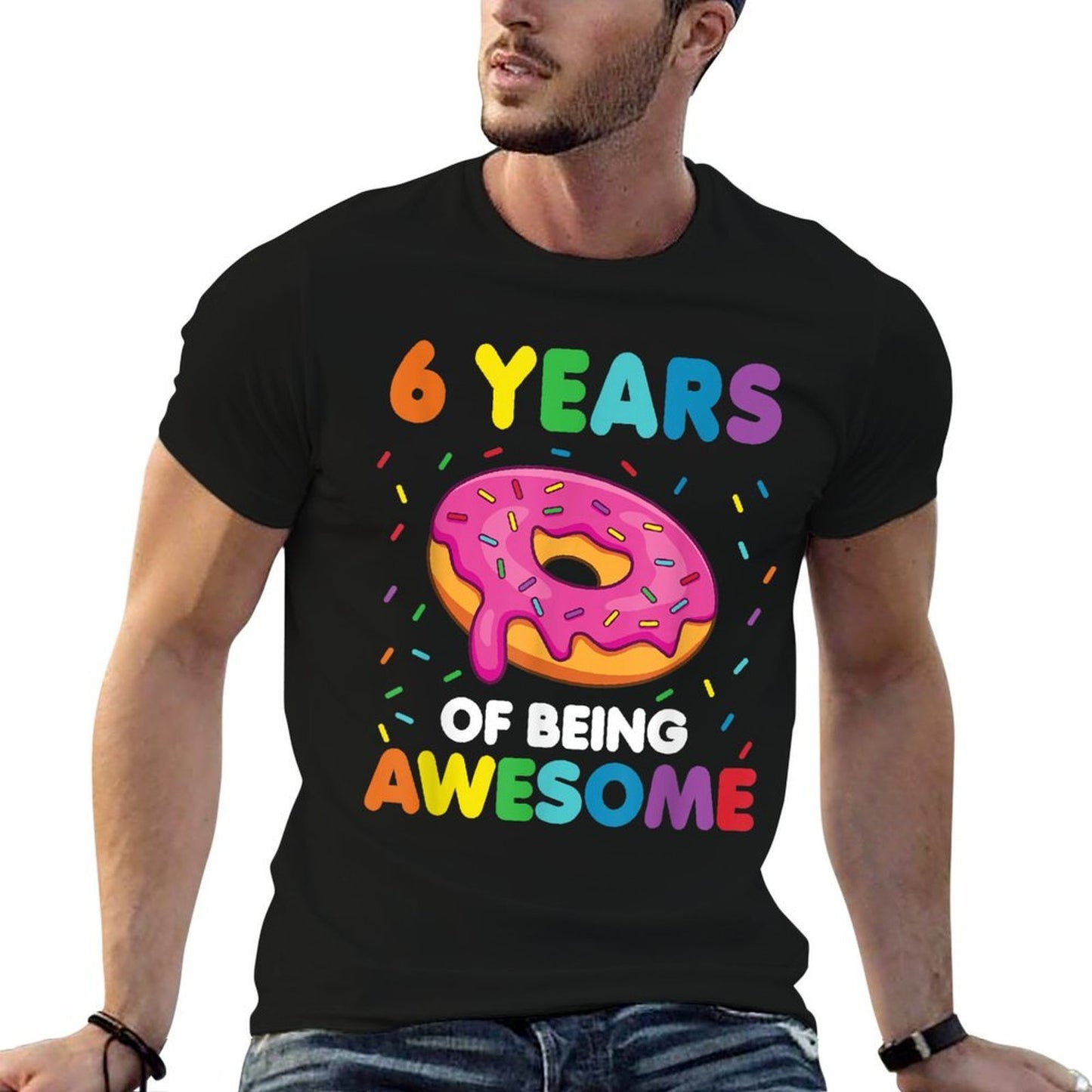 6 Years Old Sweet Donut 6th Birthday For Girls Doughnut  Stretchy T-Shirt