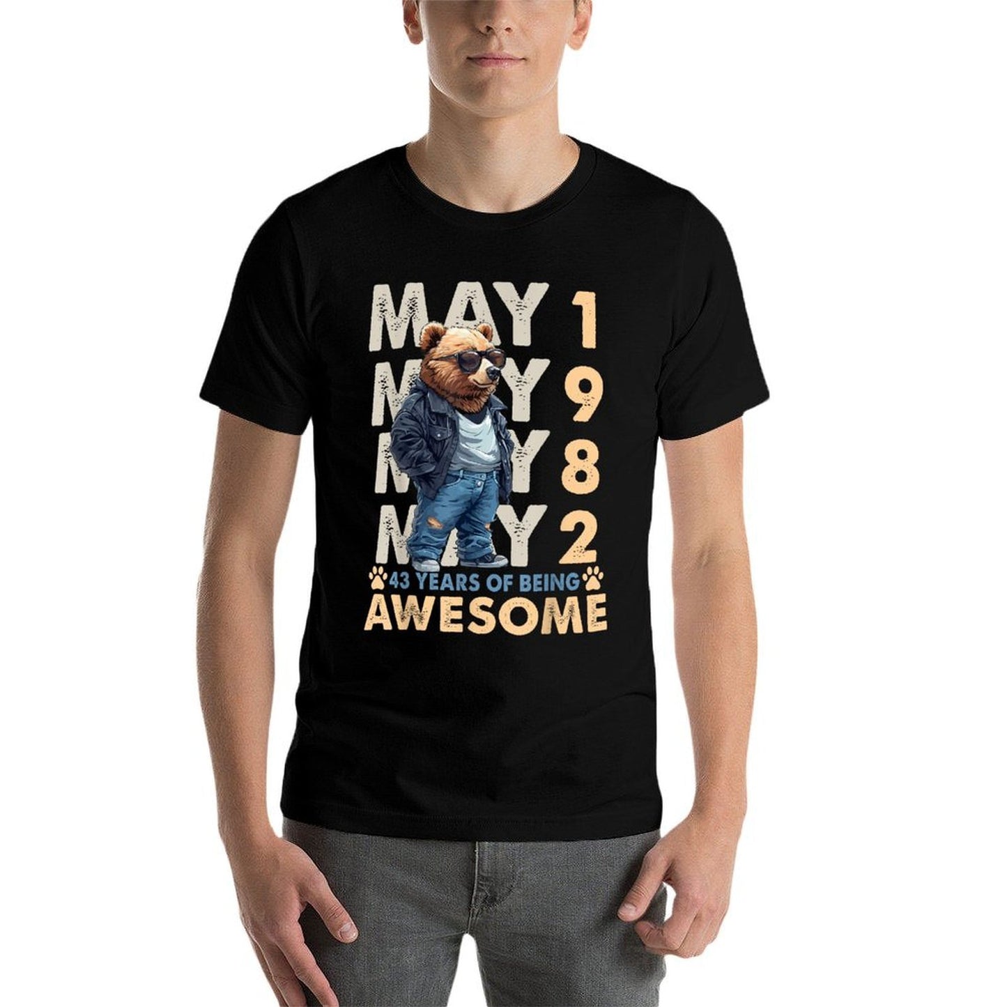 43rd Birthday Bear Legends May 1982 43 Years Old For Mens  Slim-fit Cut T-Shirt