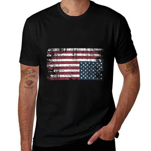 Upside Down American Flag, Vintage Upside Down USA Flag  Summer-ready Fabric T-Shirt