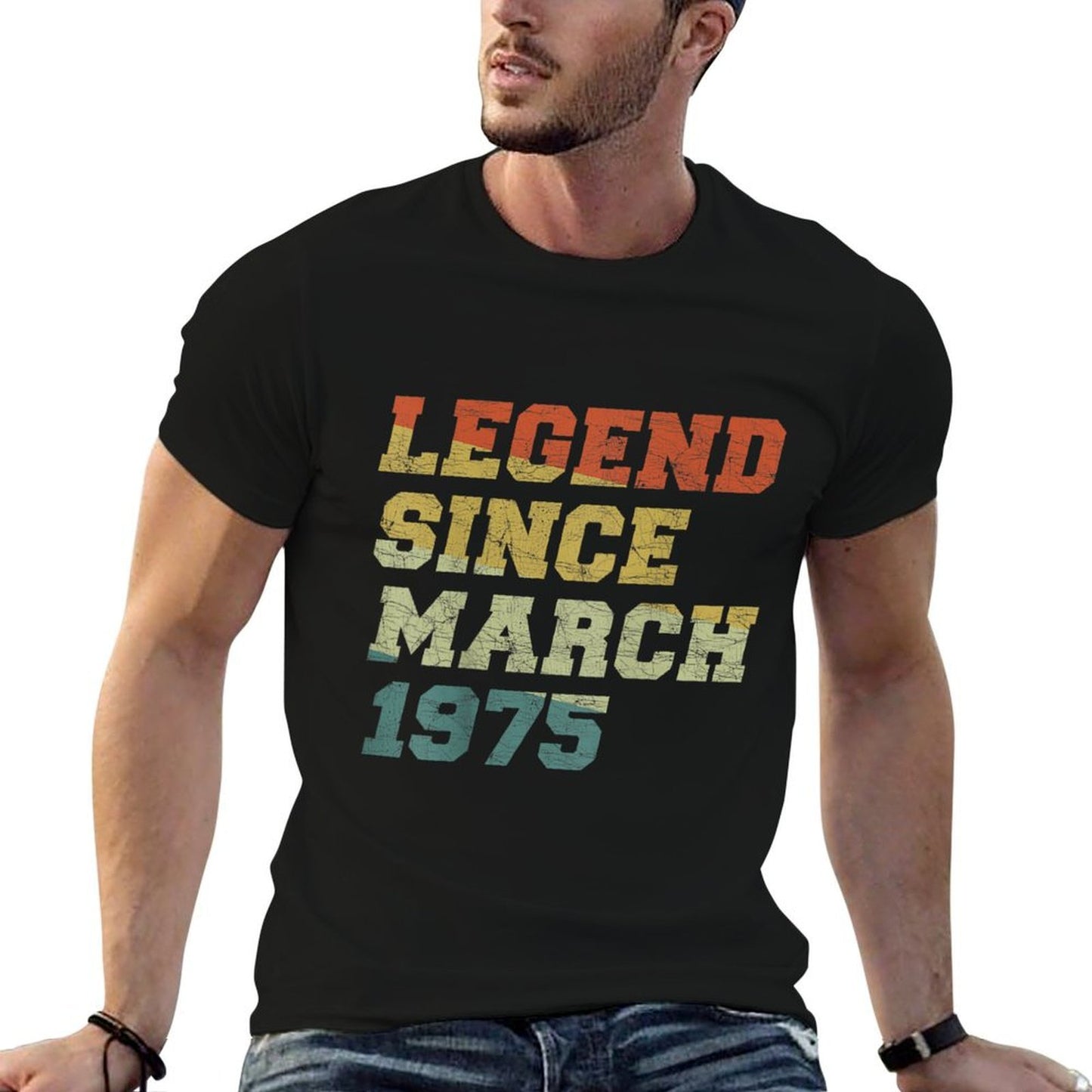 50 Years Old Legends Since March 1975 50th Birthday  Graphic-printed T-Shirt