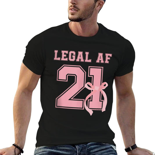 21 Legal AF 21st Birthday Decorations Coquette Bow Ribbon  Heathered Texture T-Shirt