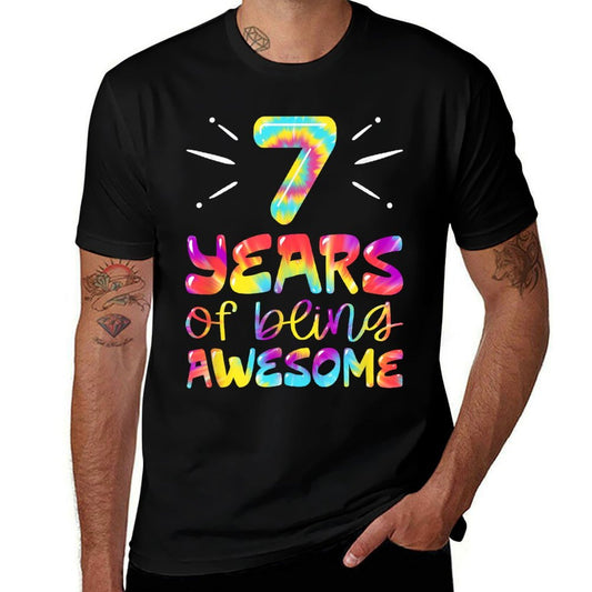 7 Years of Being Awesome Tie Dye 7 Years Old 7th Birthday  Tagless Design T-Shirt