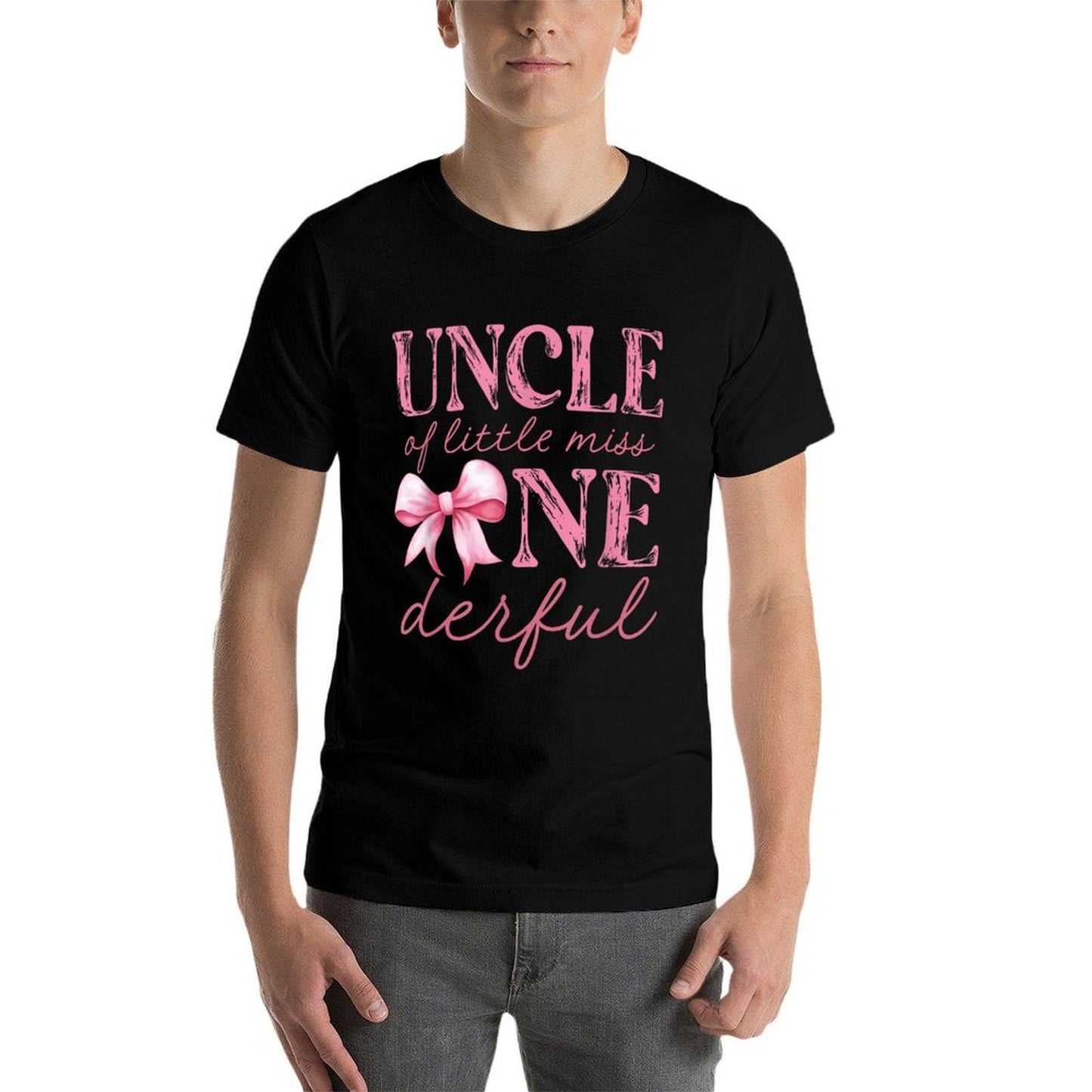 Uncle of Little Miss Onederful First Birthday Pink Bow  Slim-fit Cut T-Shirt