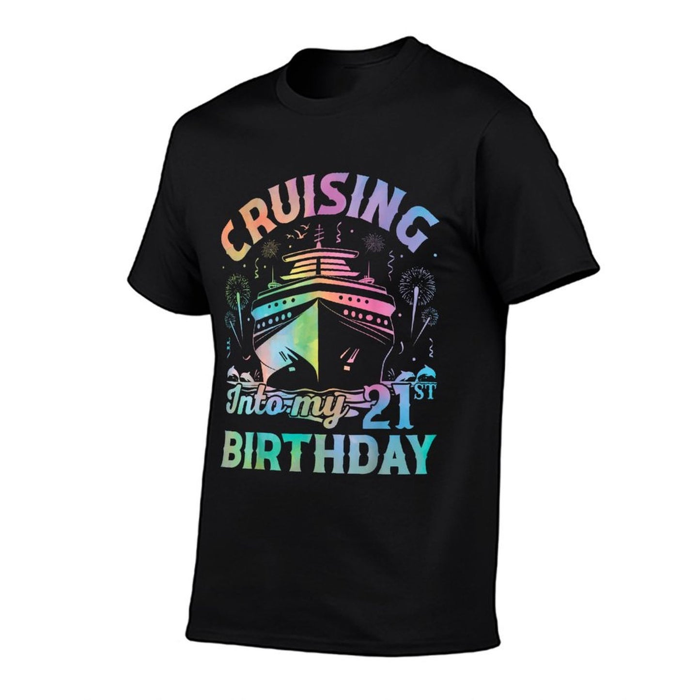 21 Year Old Birthday Tie Dye Cruising Into My 21st Birthday  Lightweight T-Shirt