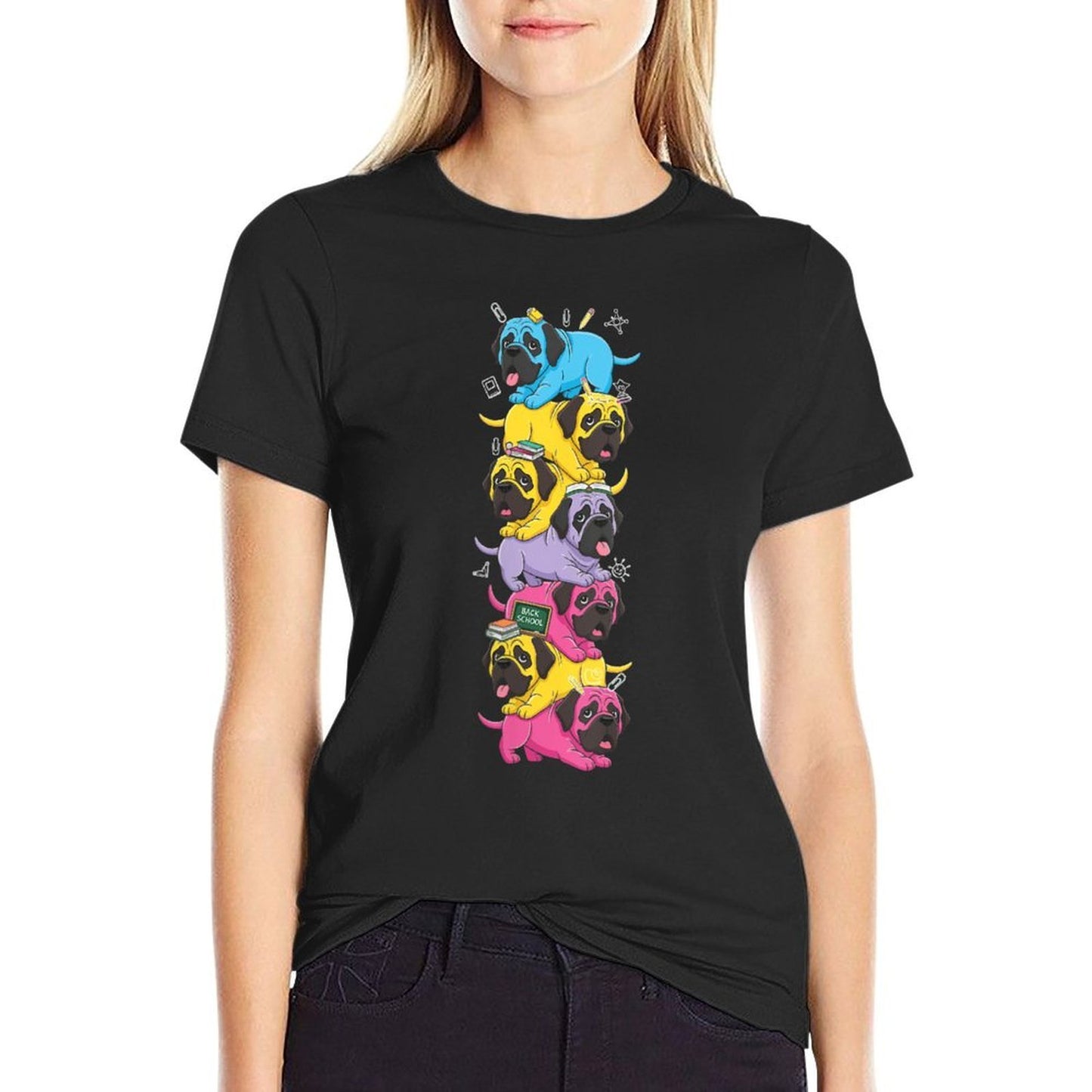 Womens Mastiff Dog Colorful Rainbow Back to School Kids Boys Girls  Odor-resistant T-Shirt