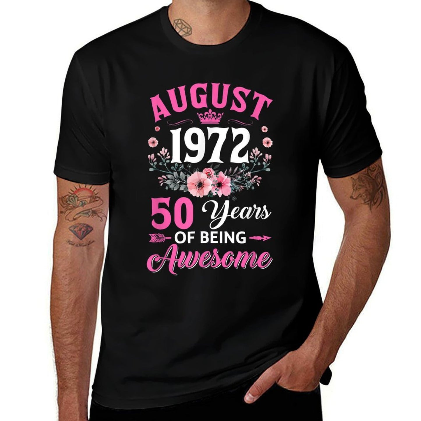 50 Year Old Made In August 1972 50Th Birthday Women  Tagless Design T-Shirt