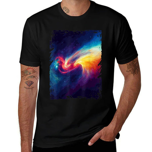 Yellow Space Galaxy Abstract Watercolor Nebula Pattern  Durable T-Shirt