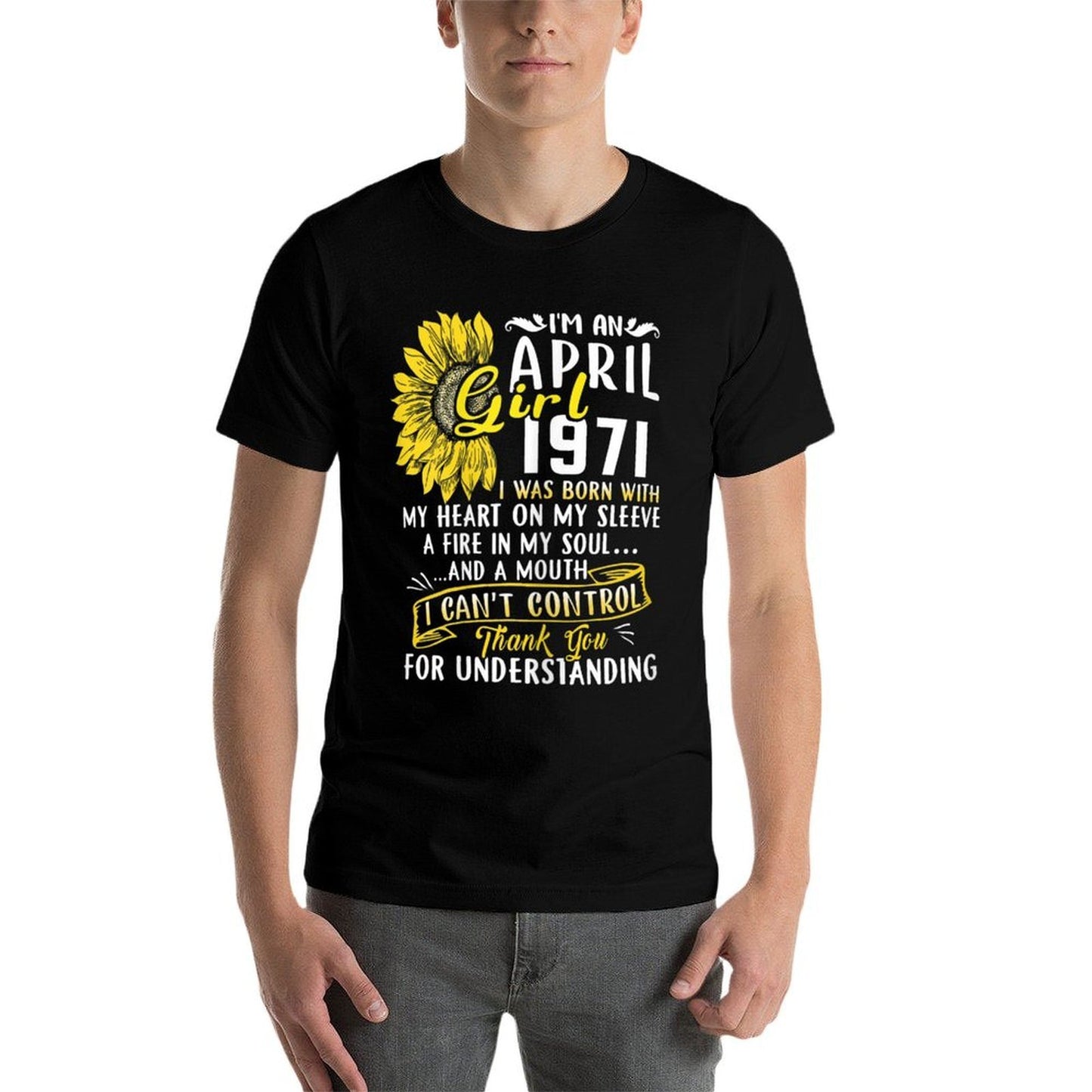 Womens I'm An April Girl 1971 50th Birthday Sunflower Gift  Lightweight T-Shirt