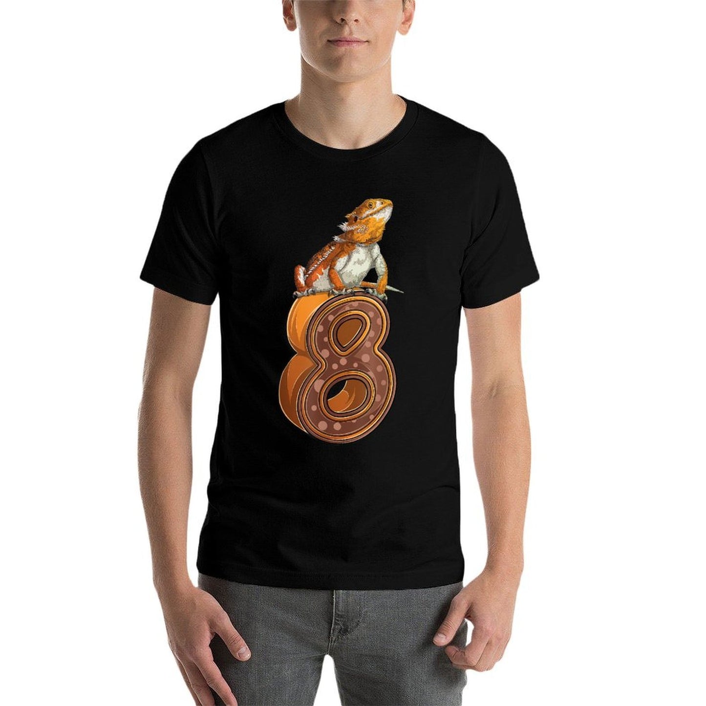 8 Year Old Bearded Dragon Reptile 8th Birthday Party B-day  Rolled Sleeves T-Shirt
