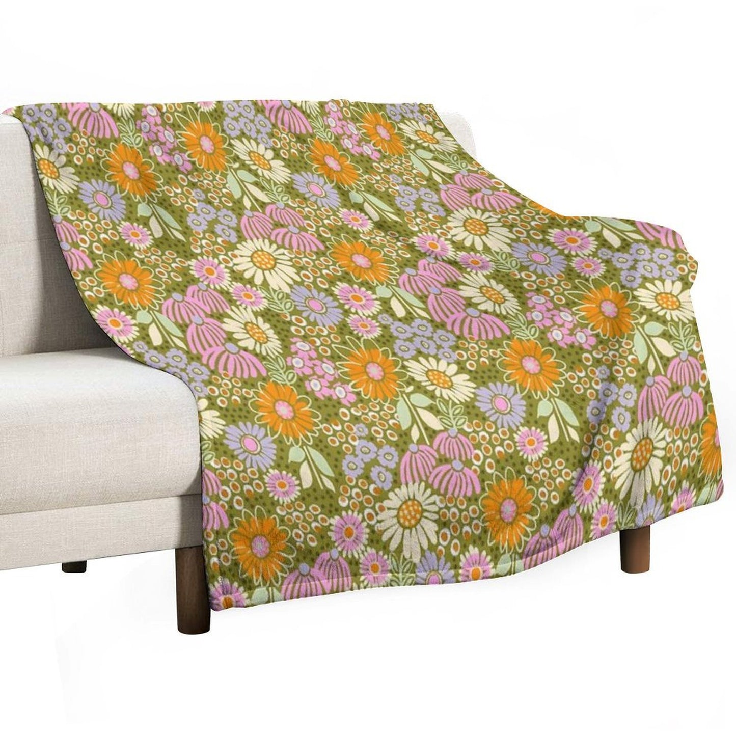 70s Floral Premium Throw Blanket