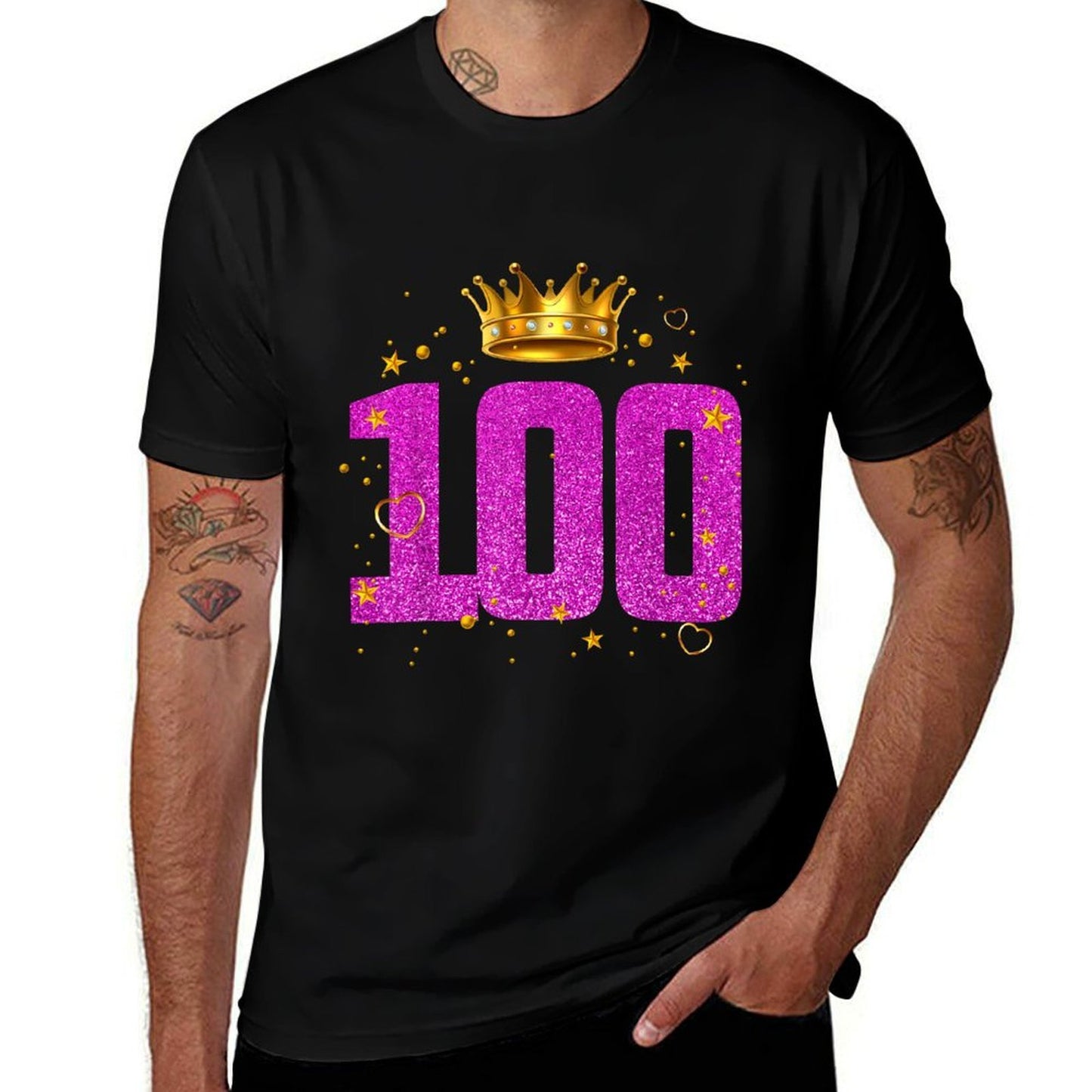 100 Year Old Birthday Crown 100th B-Day Crew Party Friends  Summer-ready Fabric T-Shirt