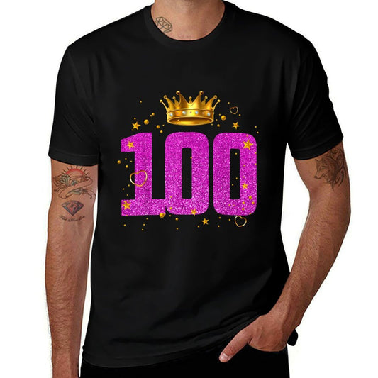 100 Year Old Birthday Crown 100th B-Day Crew Party Friends  Summer-ready Fabric T-Shirt