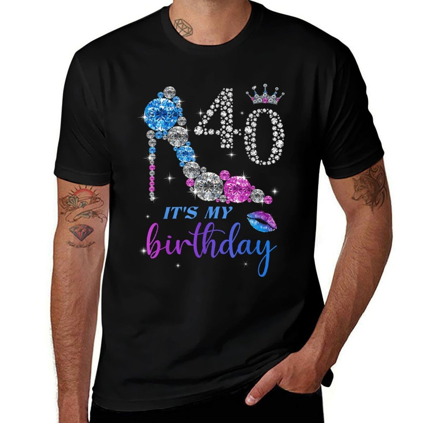 Women It's My 40th Purple Shoe Crown Happy 40th Birthday  Fade-proof Color T-Shirt