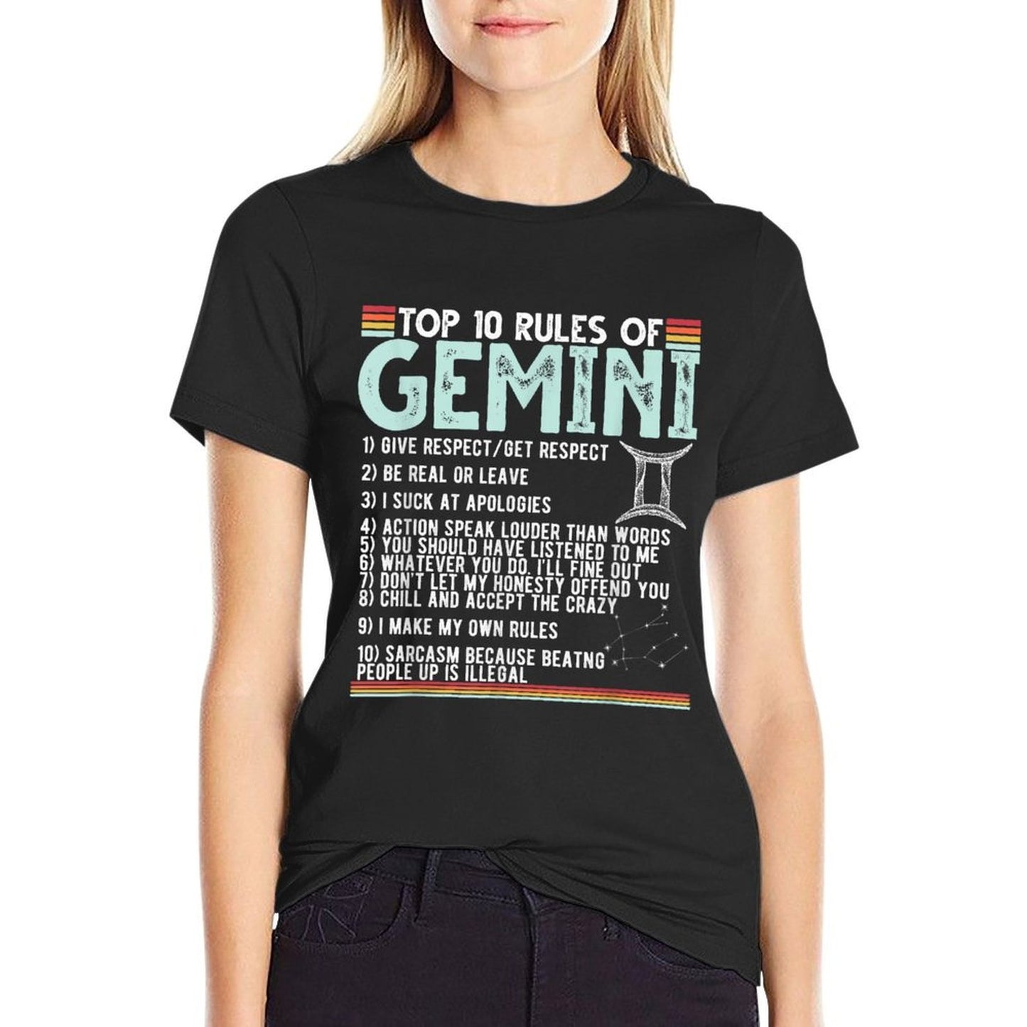 Vintage Astrology May June Birthday Zodiac Sign Retro Gemini  Moisture-wicking T-Shirt