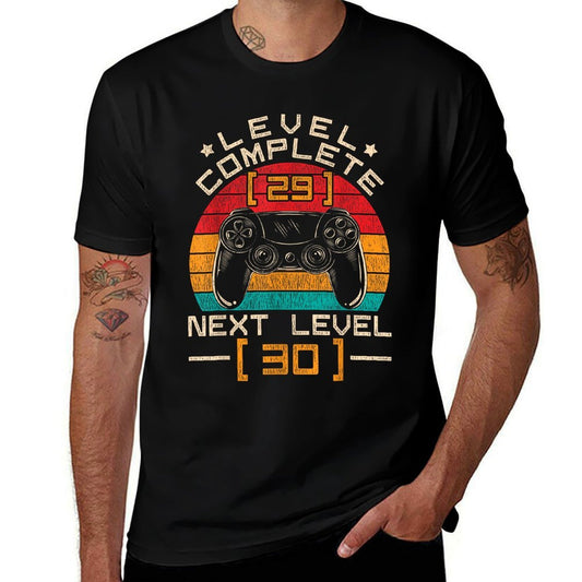 Vintage Level Complete Next Level 30 Bday 30th Birthday  Ribbed Collar T-Shirt