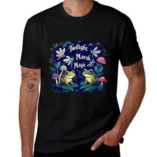 Twilight Marsh Magic Cute Frog Dragonfly Mushroom Design Premium  Moisture-wicking T-Shirt