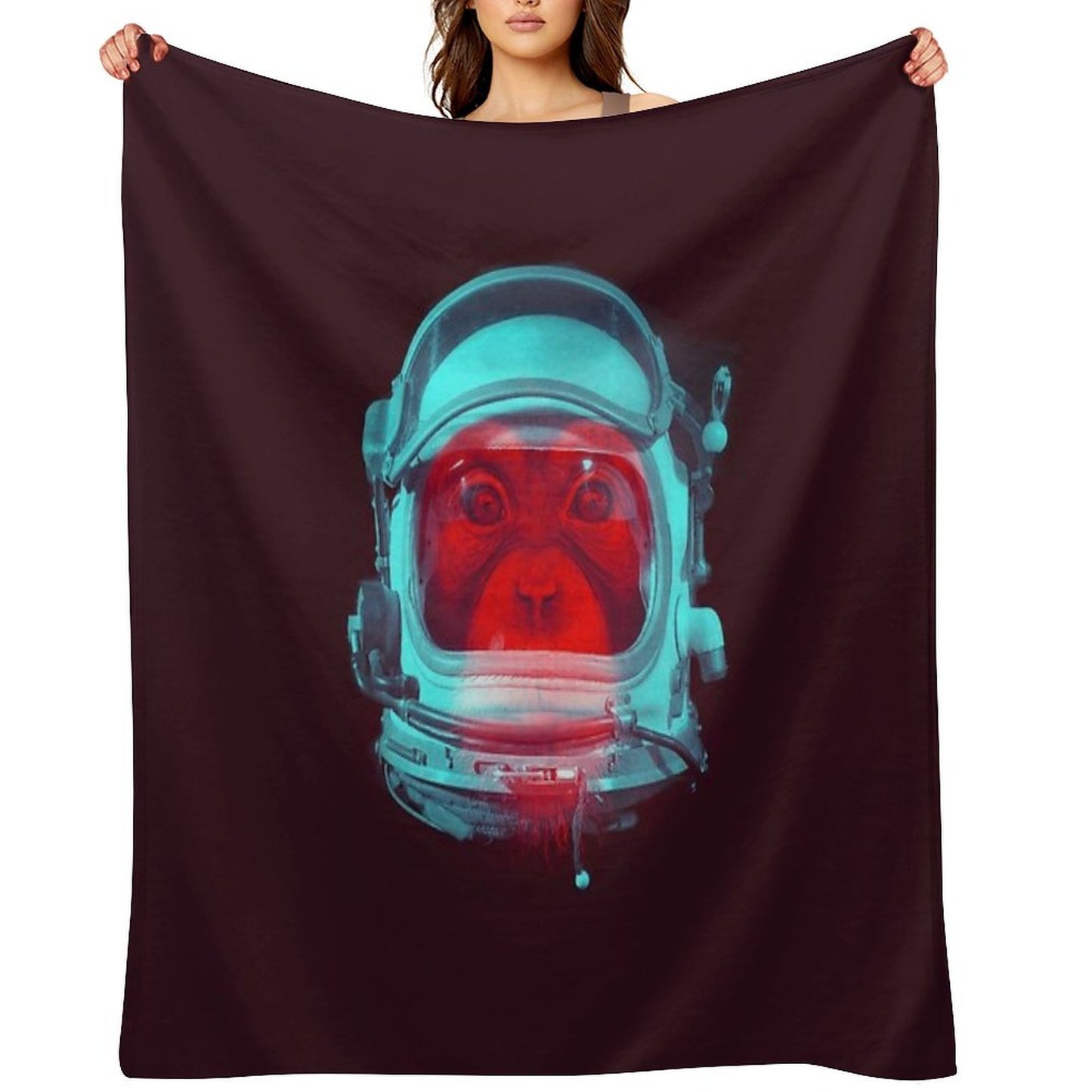 Space Monkey Plush Throw Blanket