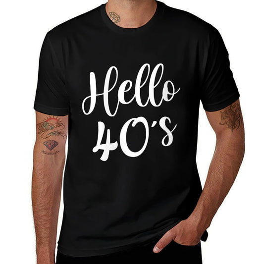 Womens Hello 40&#39;s Womens 40 Year Old 40th Birthday Gift Bday Squad  Lightweight T-Shirt