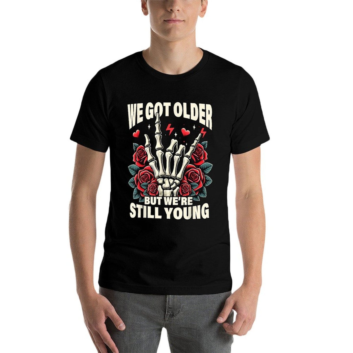 Vintage Elder Emo Moms Club Elder Emo Pop Punk We Got That Older Were Still That Young Unisex Adult  Summer-ready Fabric T-Shirt