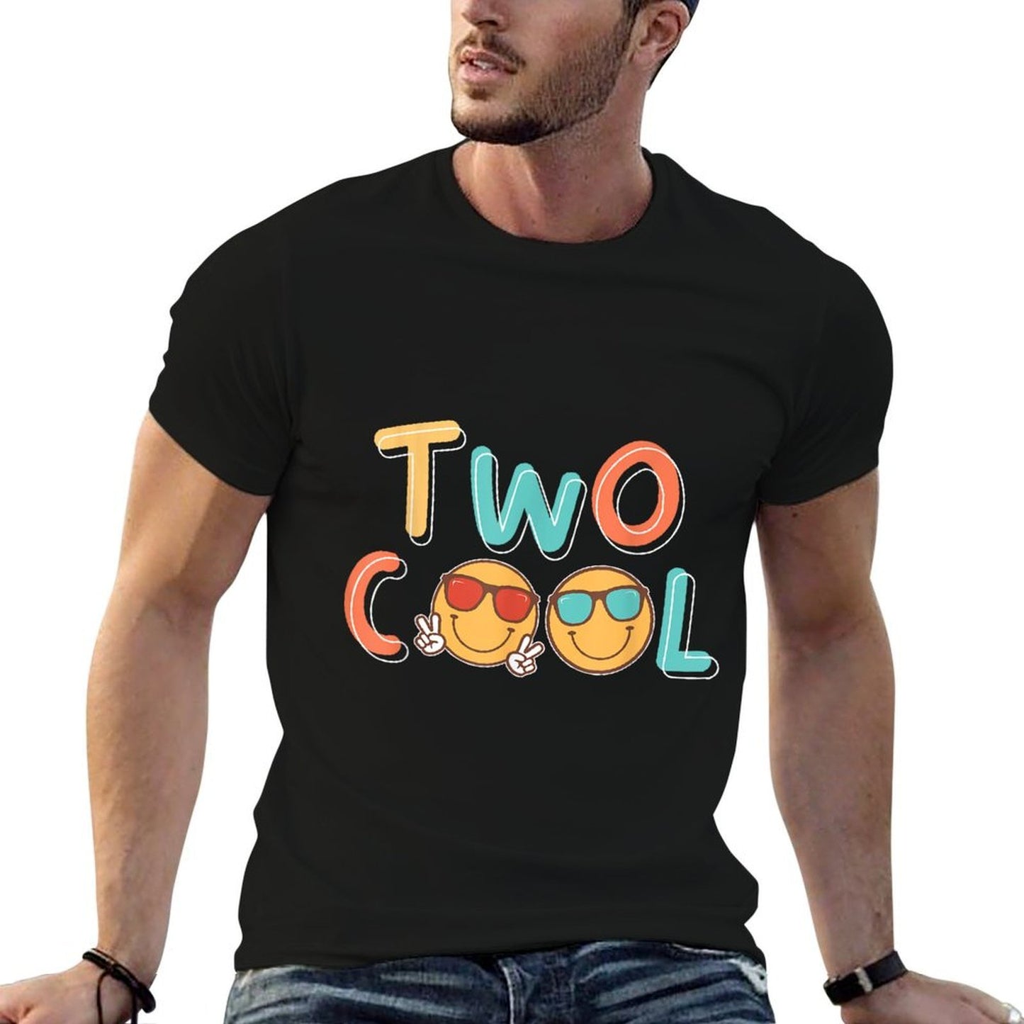 Two Cool Retro Smile Face 2 Year Old Boys Girls 2nd Birthday  Eco-friendly Material T-Shirt