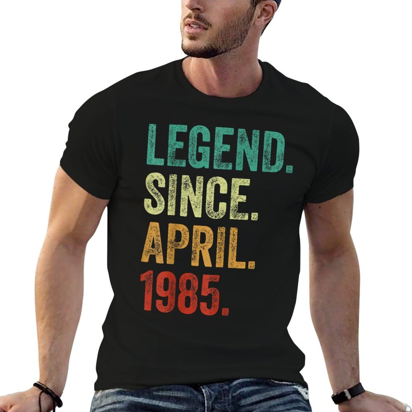40 Years Old Legend Since April 1985 40th Birthday  Ribbed Collar T-Shirt
