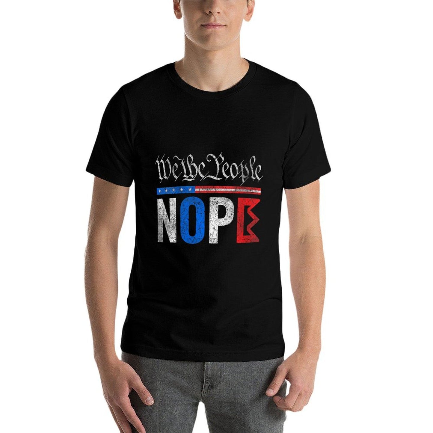 Womens No Kings Nope Protest Graphic Distressed USA Design Vintage  Stretchy T-Shirt