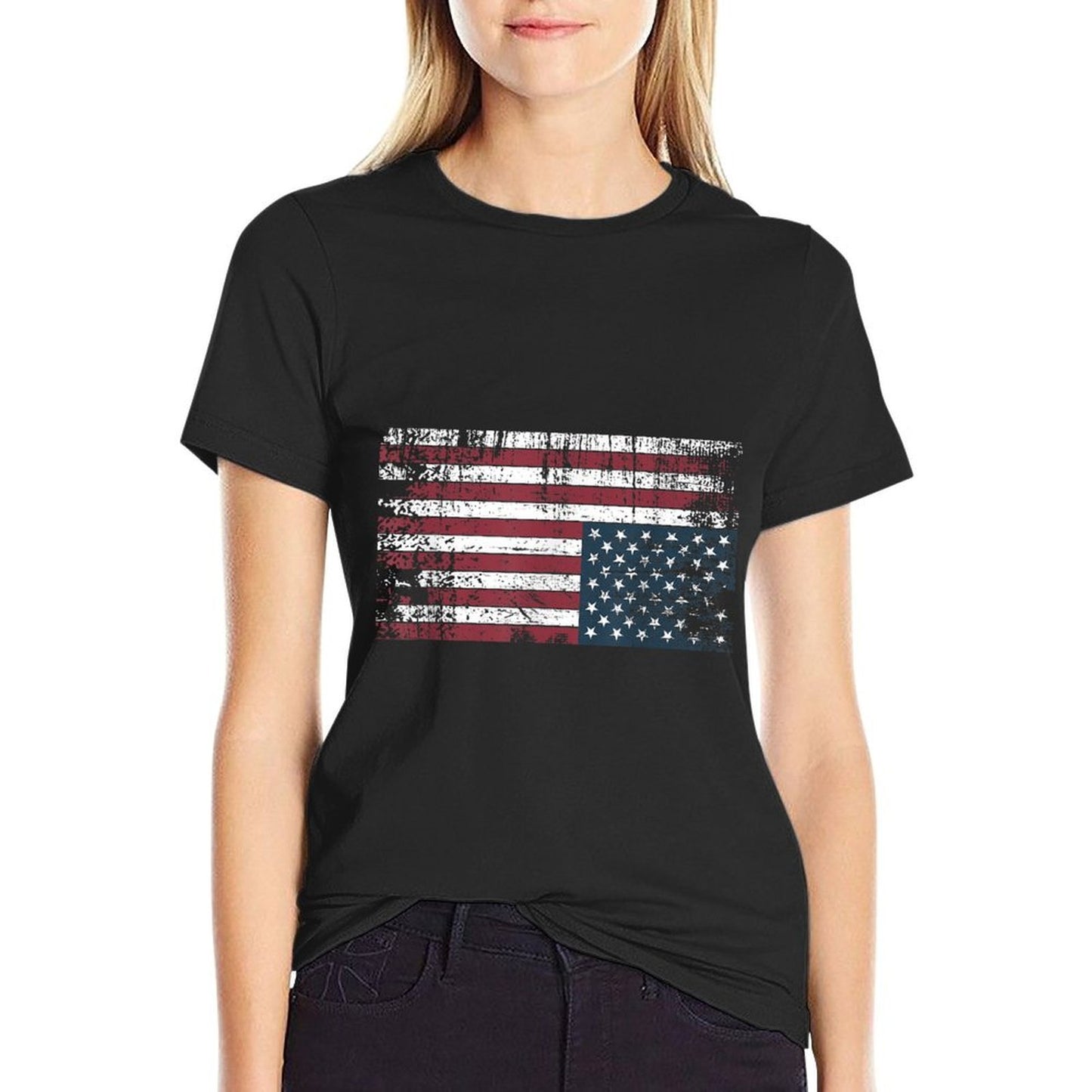 Upside Down American Flag, Vintage Upside Down USA Flag  Summer-ready Fabric T-Shirt