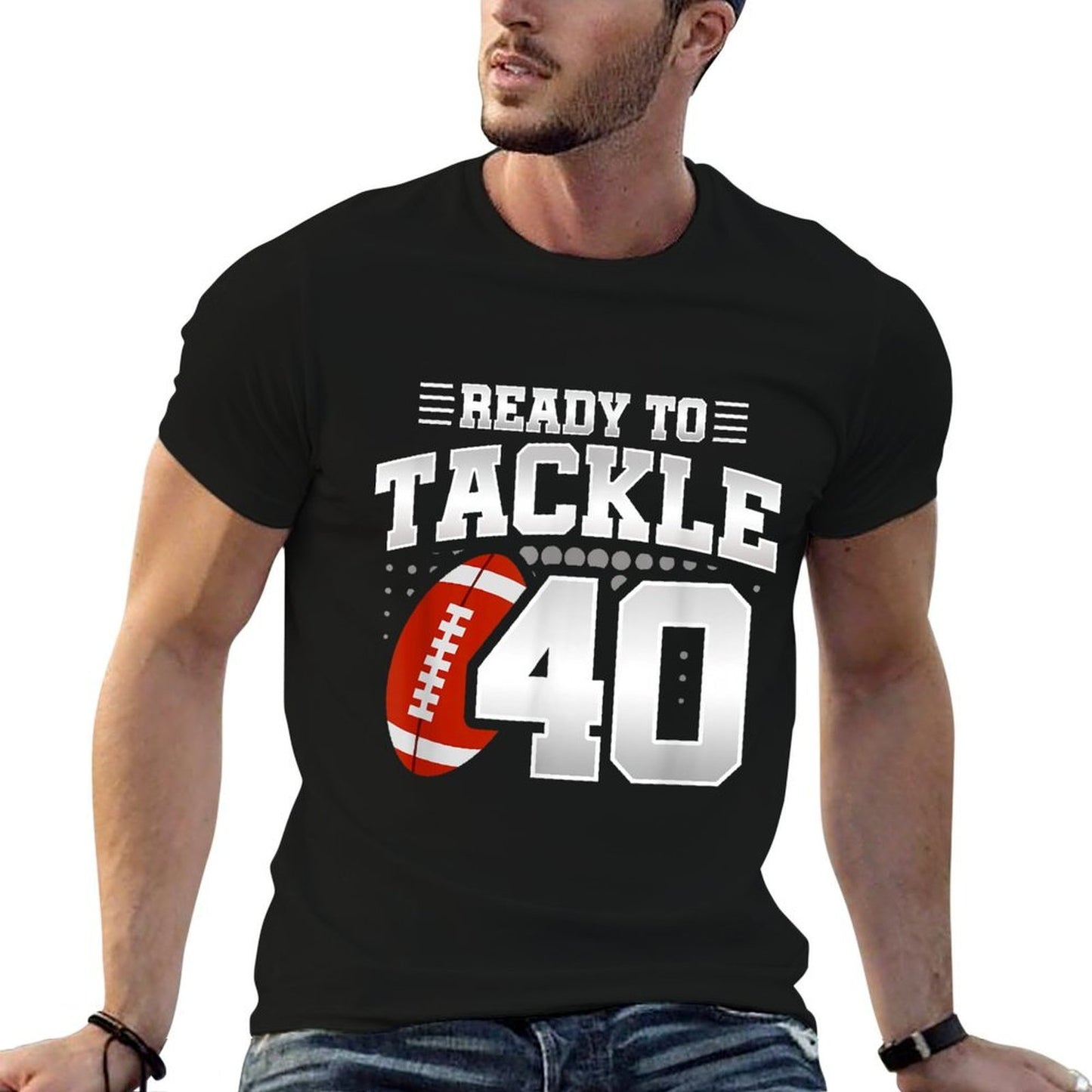 40th Birthday - Football Birthday Party - 40th Birthday  Polyester Blend T-Shirt
