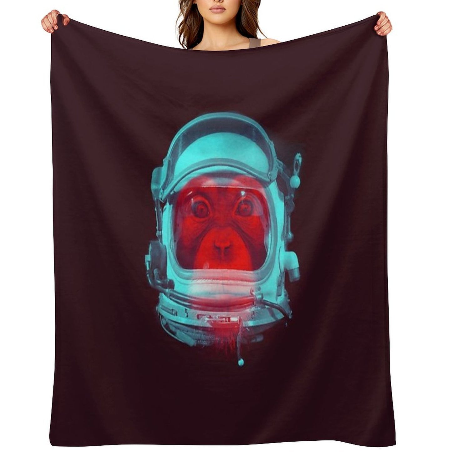 Space Monkey Plush Throw Blanket