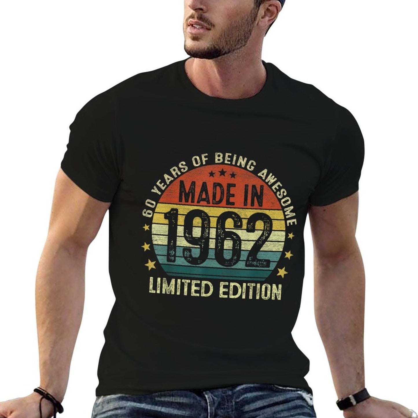 Vintage Made In 1962 60 Year Old 60th Birthday Gifts For Men  Easy-care T-Shirt