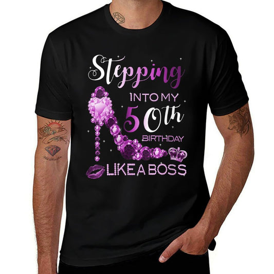 Womens 50th Birthday Women Amethyst Birthstone February Gift  Rolled Sleeves T-Shirt